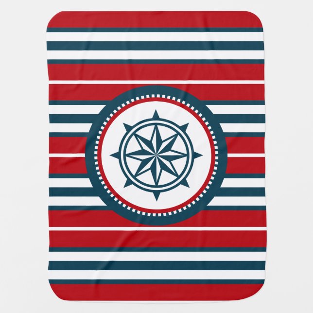 Nautical design stroller blanket (Front)