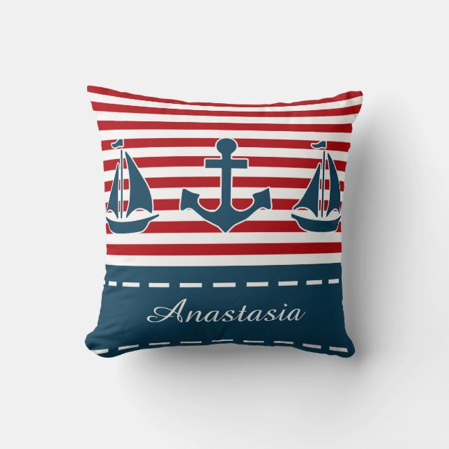 Nautical design throw pillow (Front)