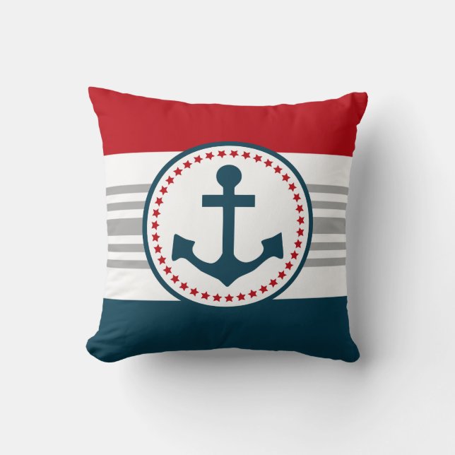 Nautical design throw pillow (Front)