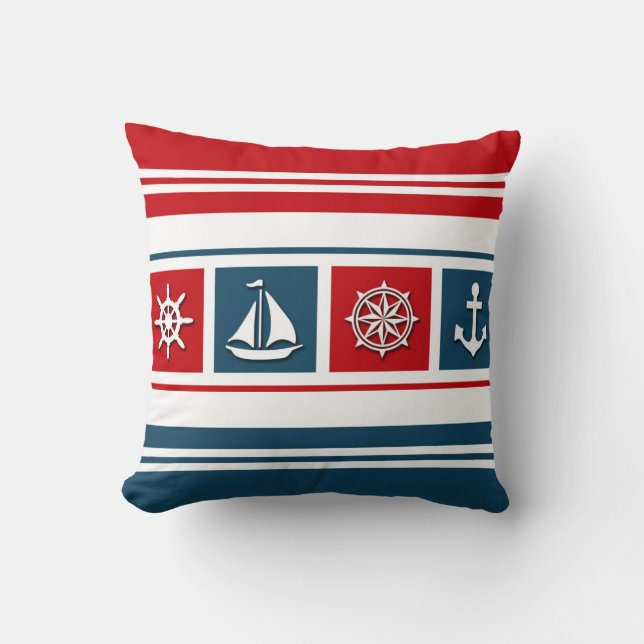 Nautical design throw pillow (Front)