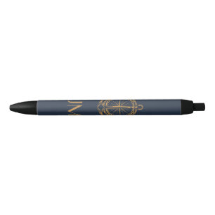 Nautical design with gold compass and anchor pen