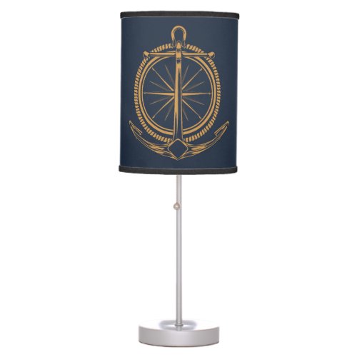 Nautical design with gold compass and anchor  table lamp