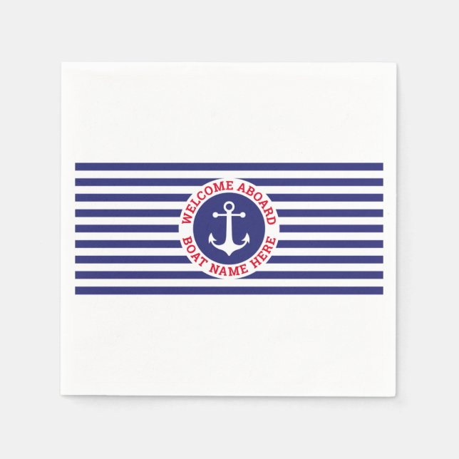 Nautical Design with Navy Stripes Napkins (Front)