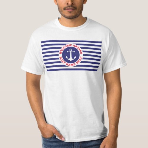 Nautical Design with Navy Stripes T_Shirt