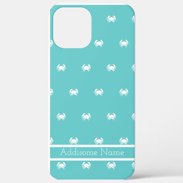 Nautical design with White Crab on Teal Blue Case- Case-Mate iPhone Case (Back)