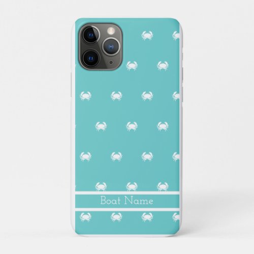 Nautical design with White Crab on Teal Blue Case_ iPhone 11 Pro Case