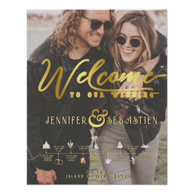 Nautical Destination Wedding Welcome Timeline Poster (Front)