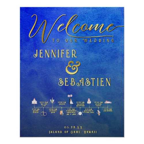 Nautical Destination Wedding Welcome Timeline Poster