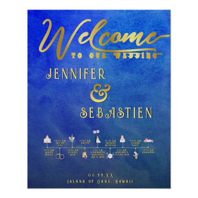 Nautical Destination Wedding Welcome Timeline Poster (Front)