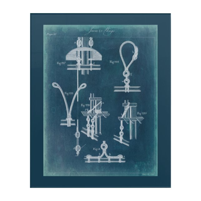 Nautical Detail Blueprint IV Acrylic Print (Front)