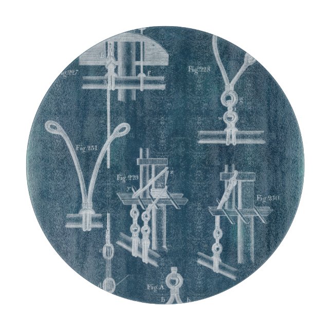 Nautical Detail Blueprint IV Cutting Board (Front)