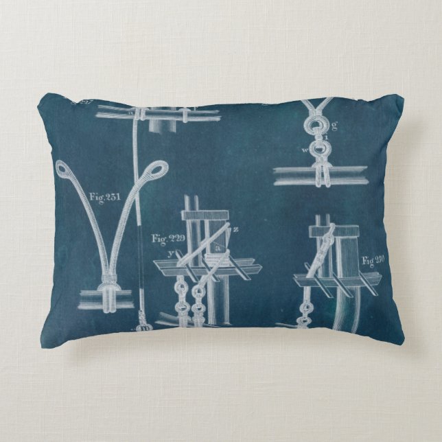 Nautical Detail Blueprint IV Decorative Pillow (Front)