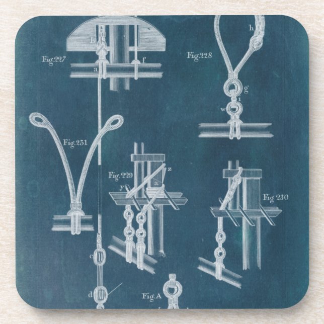 Nautical Detail Blueprint IV Drink Coaster (Front)