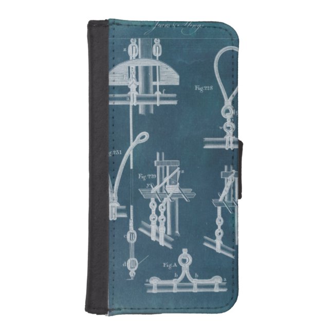 Nautical Detail Blueprint IV iPhone Wallet Case (Front)
