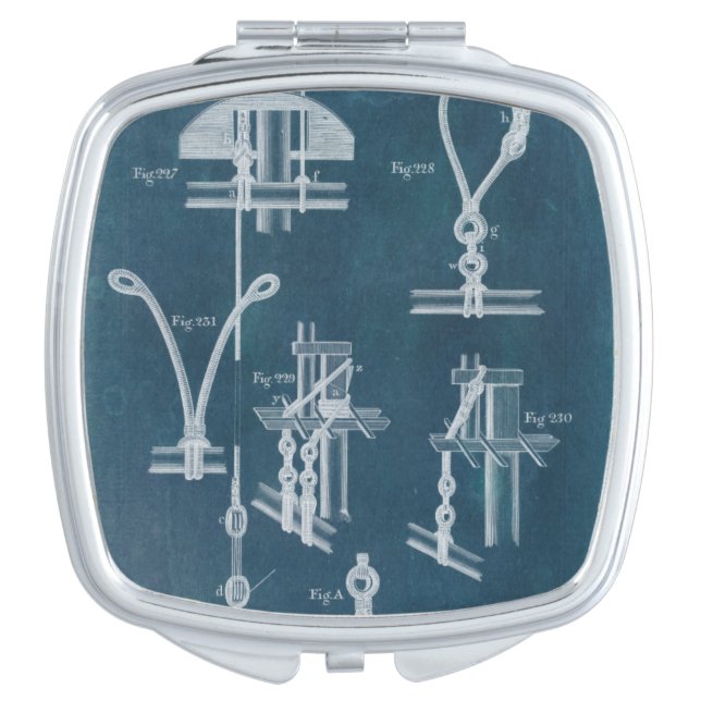 Nautical Detail Blueprint IV Makeup Mirror (Front)