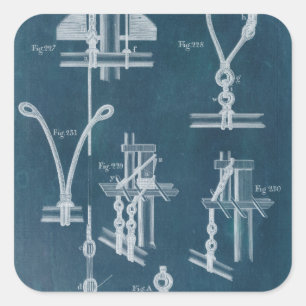 Nautical Detail Blueprint IV Square Sticker