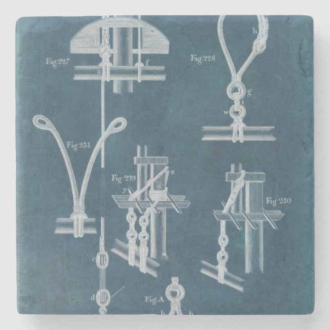 Nautical Detail Blueprint IV Stone Coaster (Front)