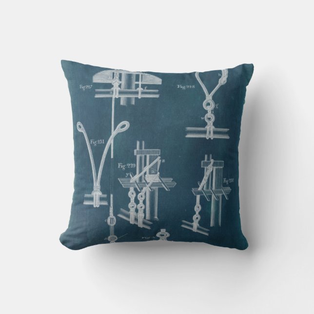 Nautical Detail Blueprint IV Throw Pillow (Front)