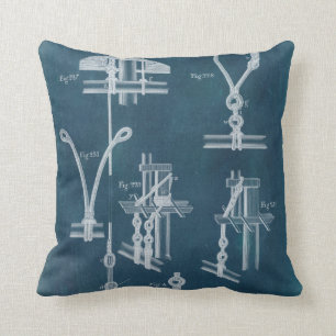 Nautical Detail Blueprint IV Throw Pillow