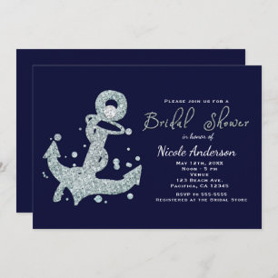 Nautical Diamond Anchor Bridal Shower Invitations