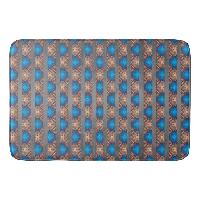 Nautical Diamond Pools & Stripes Pattern Bath Mat (Front)