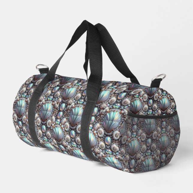 Nautical Diamonds & Seashells Beach Bag Duffle Bag (Right Corner)