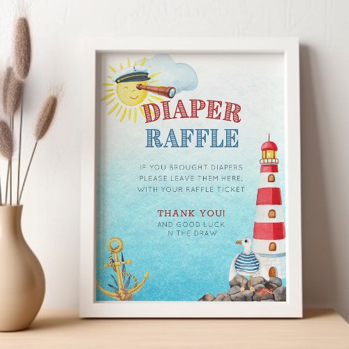 Nautical Diaper Raffle Baby Shower Poster