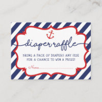 Nautical Diaper Raffle Beach Sea Baby Boy Navy Red Enclosure Card