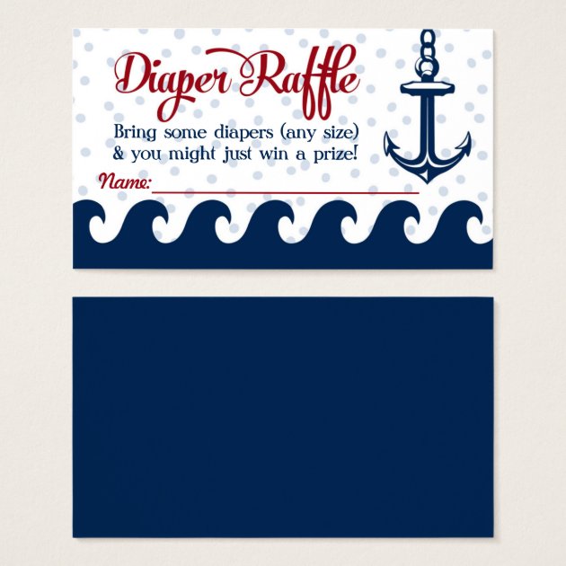 Nautical Diaper Raffle Cards Baby Shower Insert