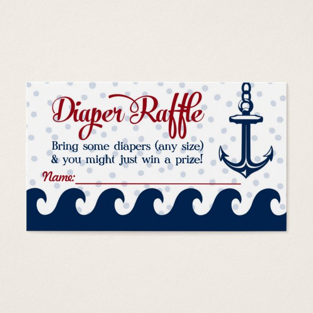 Nautical Diaper Raffle Cards Baby Shower Insert