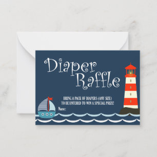 Nautical Diaper Raffle Ticket, Baby Shower, Ahoy Note Card