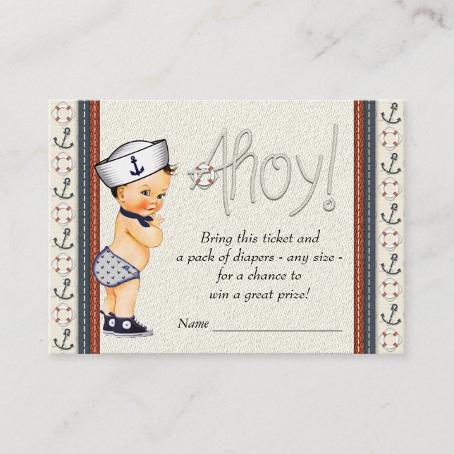 Nautical Diaper Raffle Tickets Enclosure Card (Front)