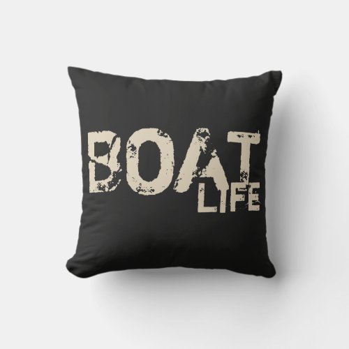 nautical distressed khaki BOAT LIFE  Throw Pillow