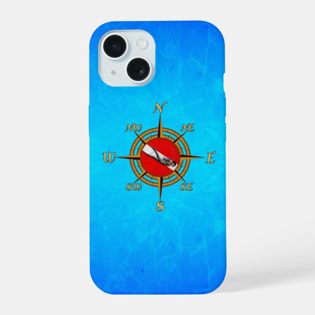 Nautical Dive Compass Iphone Case (Back)