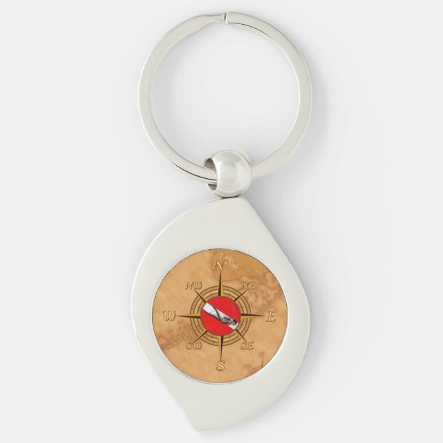 Nautical Dive Compass Keychain (Front)