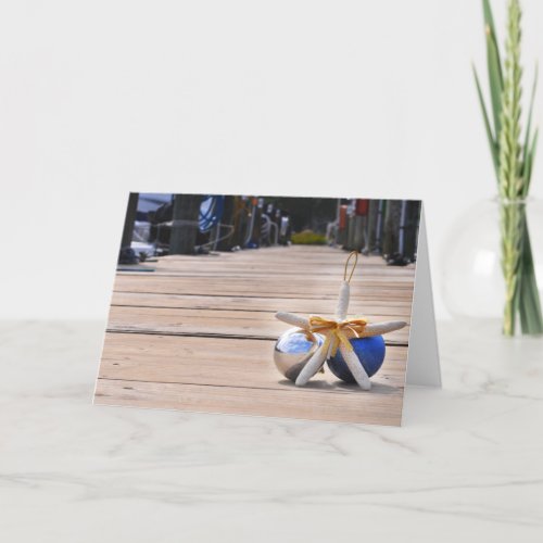 Nautical Dock with Ornaments Holiday Card
