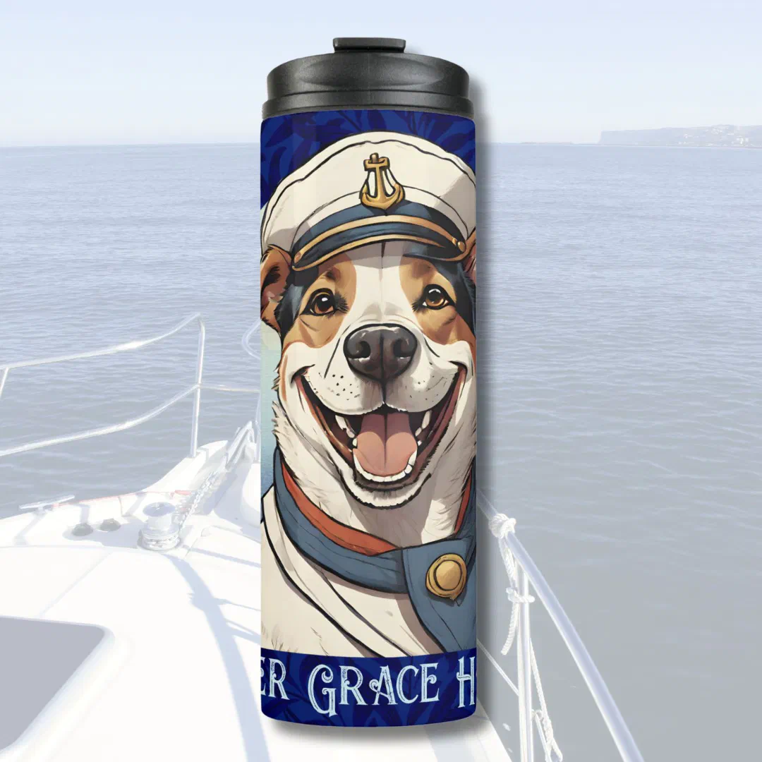 Nautical Dog Gifts for Boat Owners Sailors Boater Thermal Tumbler (Nautical Dog Gifts for Boat Owners Sailors Boater)