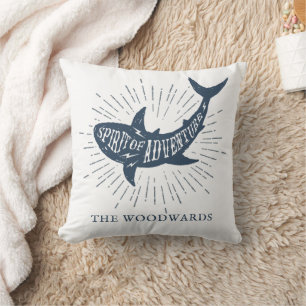 Nautical Dolphin Personalized Family Name Throw Pillow