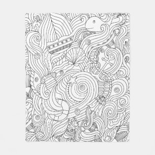 Nautical Doodle Fleece Blanket