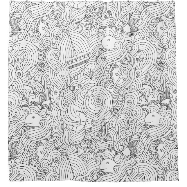 Nautical Doodle Shower Curtain (Front)