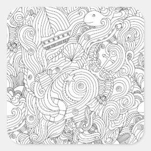 Nautical Doodle Square Sticker
