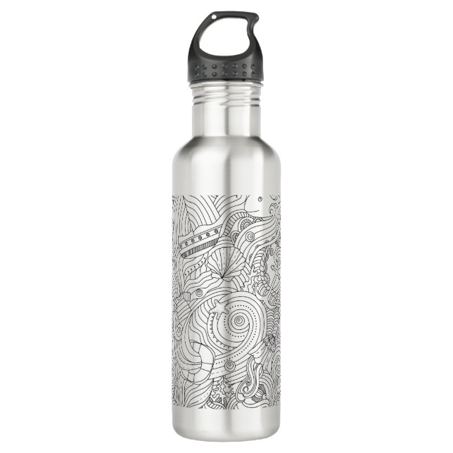 Nautical Doodle Stainless Steel Water Bottle (Front)