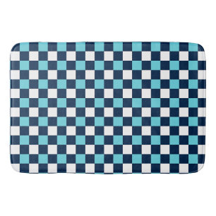 Nautical Doodles – Turquoise & Navy Mini Check Bath Mat