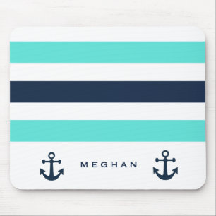 Nautical double anchor Monogram Mousepad