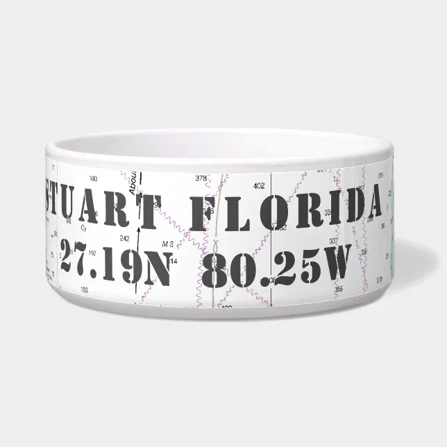 Nautical Downtown Stuart FL Latitude Longitude Bowl Zazzle