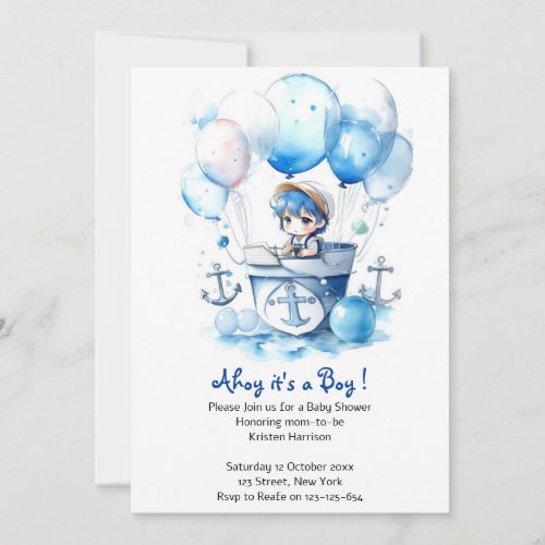 Nautical Dreams Unveiled Boy Baby Shower Invitation