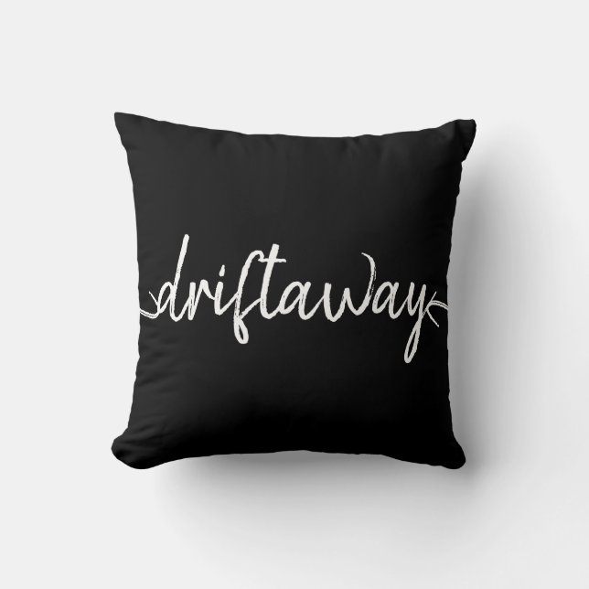 nautical DRIFT AWAY script lettering Throw Pillow (Front)
