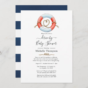 Nautical Drive By Bridal or Baby Shower Invitation