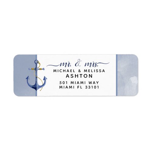 Nautical Dusty Blue Watercolor Event Wedding Label
