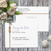 Nautical ⛵ Dusty Blue + White Change The Date Announcement Postcard
